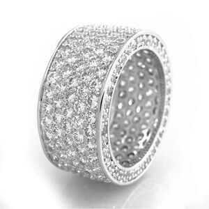 Gorgeous 14k White Gold Over Silver White Sapphire Band